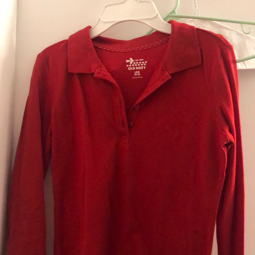 old navy collared shirt red